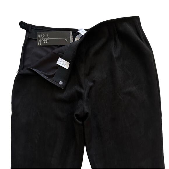 MarlaWynne Pants Black Faux Suede Stretch Side Zipper Straight Leg Pants 16 NEW - Picture 7 of 12